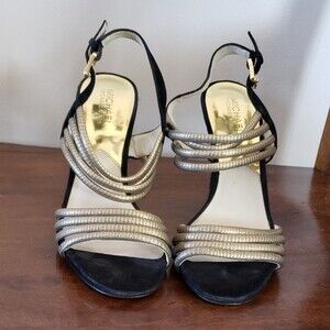 Michael Michael Kors Cameron Black & Gold Women's Heels Size 9
